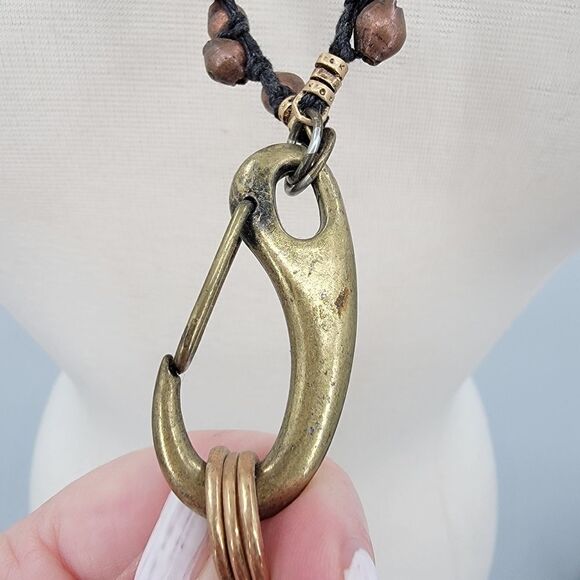 TAT2 Designs Bohemian Long Beaded Carabiner Charm Holder Coin Key Brass Necklace - Picture 9 of 15
